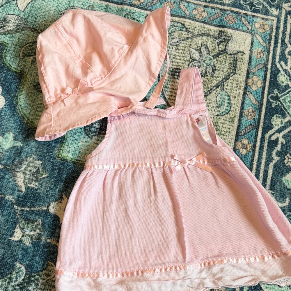 Vintage Snugbye Baby Pink Sundress with matching sunhat